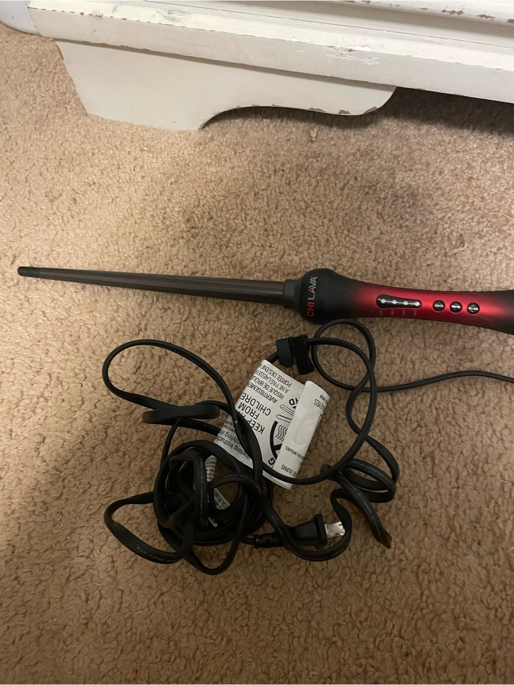 CHI Lava Red Tapered Curling Wand - Sleek Professional Styler